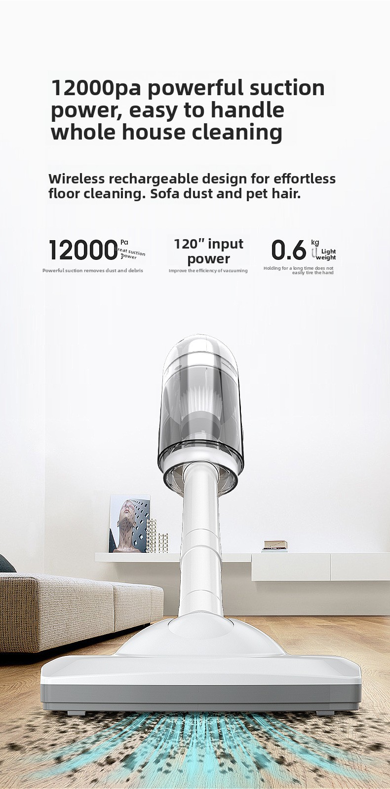 Draadloze handstofzuiger voor auto en huis voor dierenharen_voghion.com