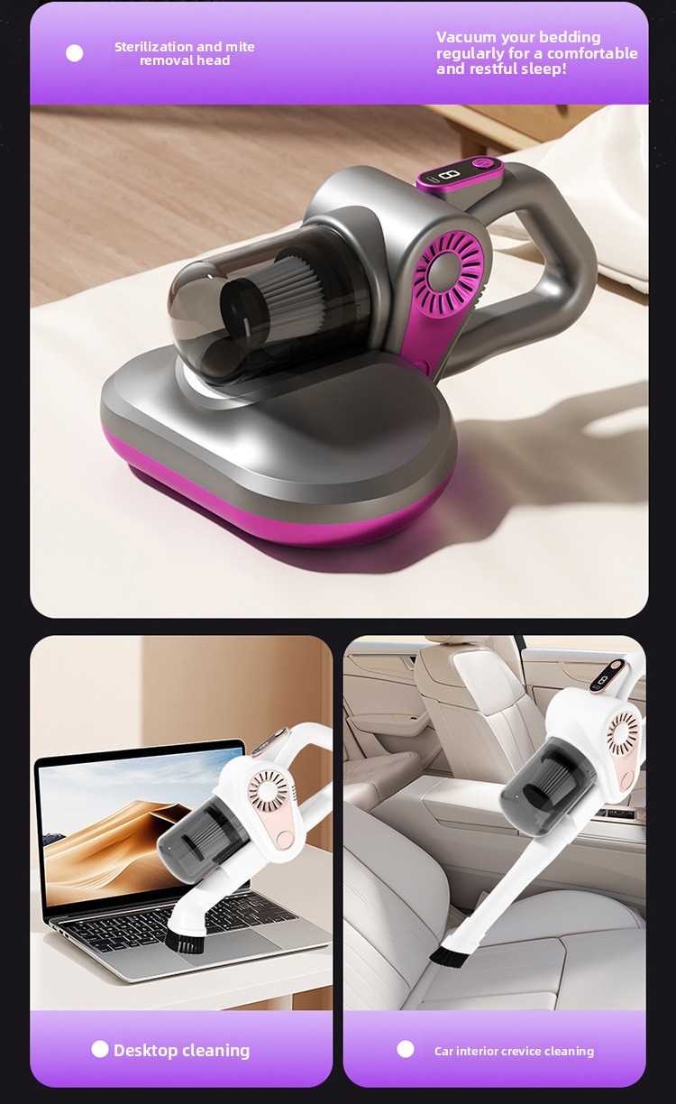 Powerful Handheld Vacuum Cleaner Wireless 4-in-1 Mite Remover_voghion.com