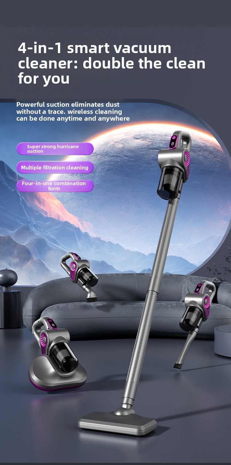 Powerful Handheld Vacuum Cleaner Wireless 4-in-1 Mite Remover_voghion.com