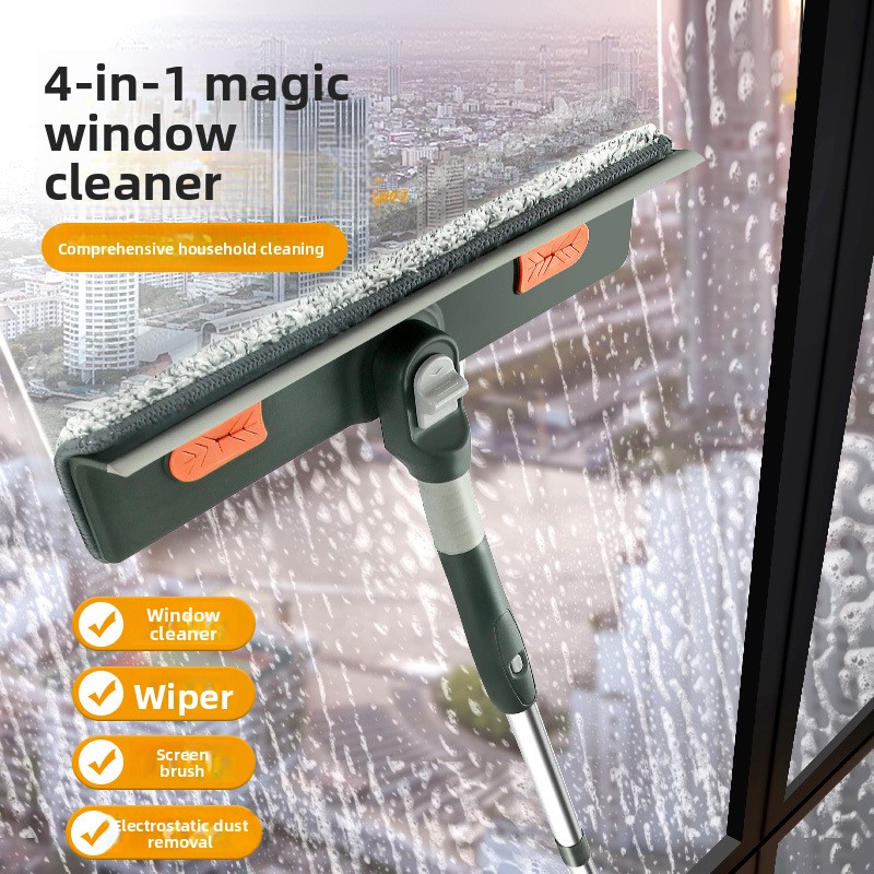 New Product Household Extended Extension Rod Cleaning Squeegee Glass Scraper Window Tool_voghion.com