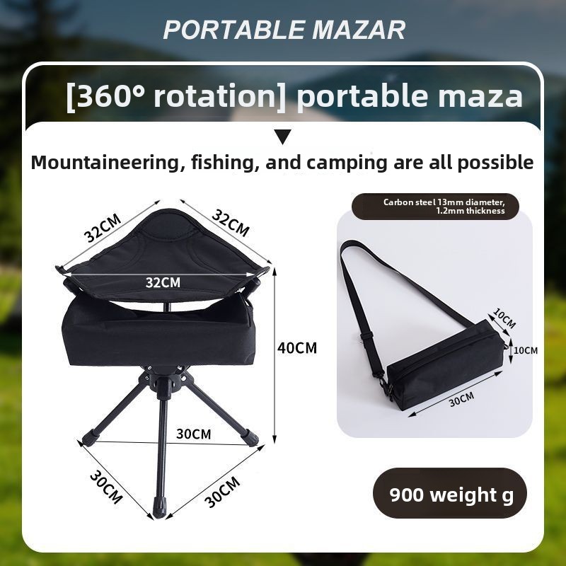360° Swivel Folding Camping Stool, Lightweight Portable Tripod Seat, Heavy Duty Foldable Outdoor Stool For Fishing Hunting Picnic Backpacking Beach_voghion.com