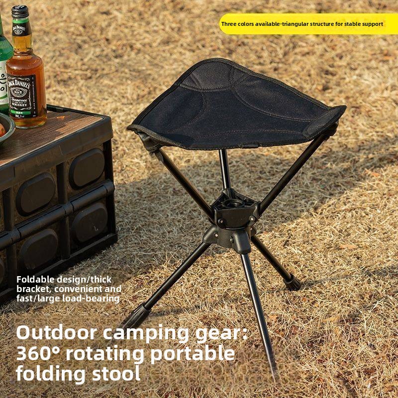 Foldable Camping Stool 360 Degree Swivel Portable Outdoor Seat_voghion.com