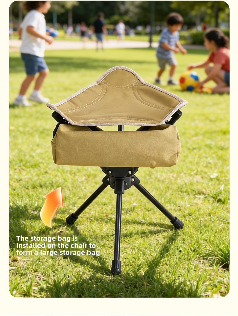 Foldable Camping Stool 360 Degree Swivel Portable Outdoor Seat_voghion.com