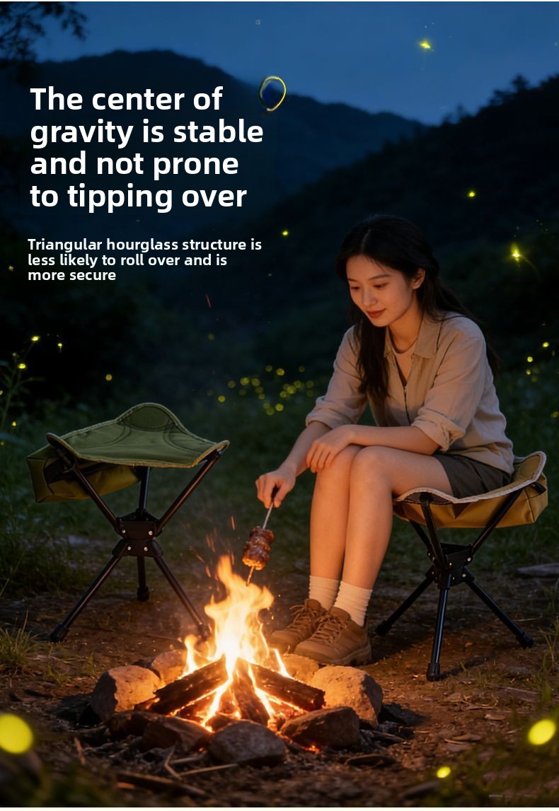 Foldable Camping Stool 360 Degree Swivel Portable Outdoor Seat_voghion.com