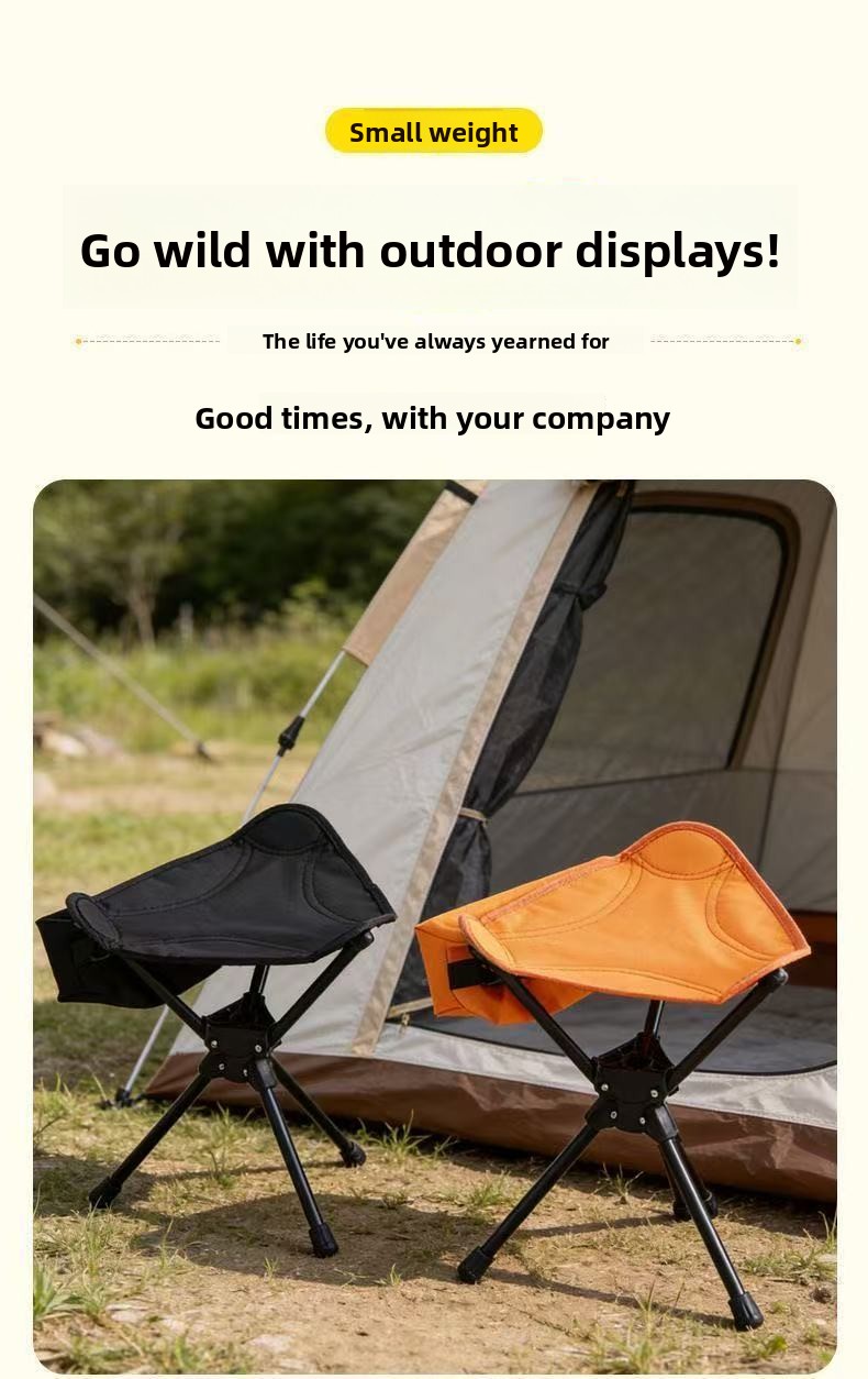 Foldable Camping Stool 360 Degree Swivel Portable Outdoor Seat_voghion.com