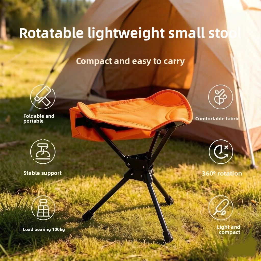 Foldable Camping Stool 360 Degree Swivel Portable Outdoor Seat_voghion.com