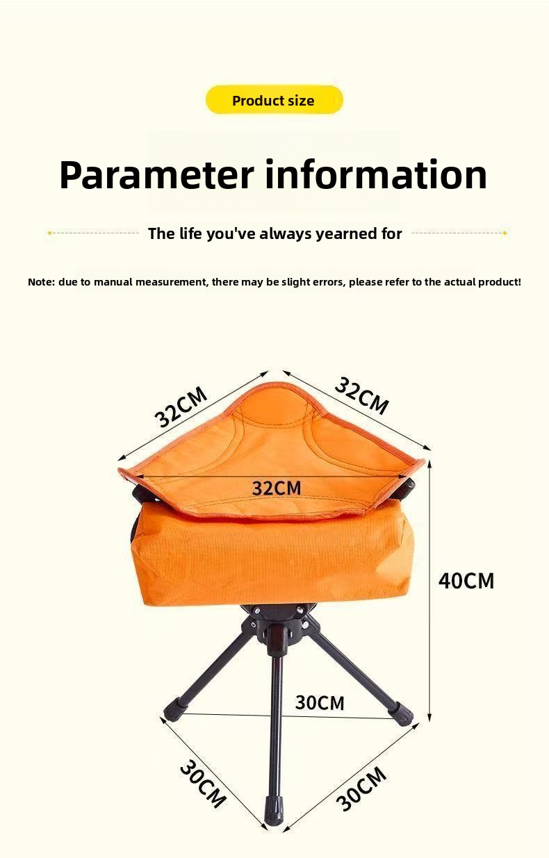 Foldable Camping Stool 360 Degree Swivel Portable Outdoor Seat_voghion.com