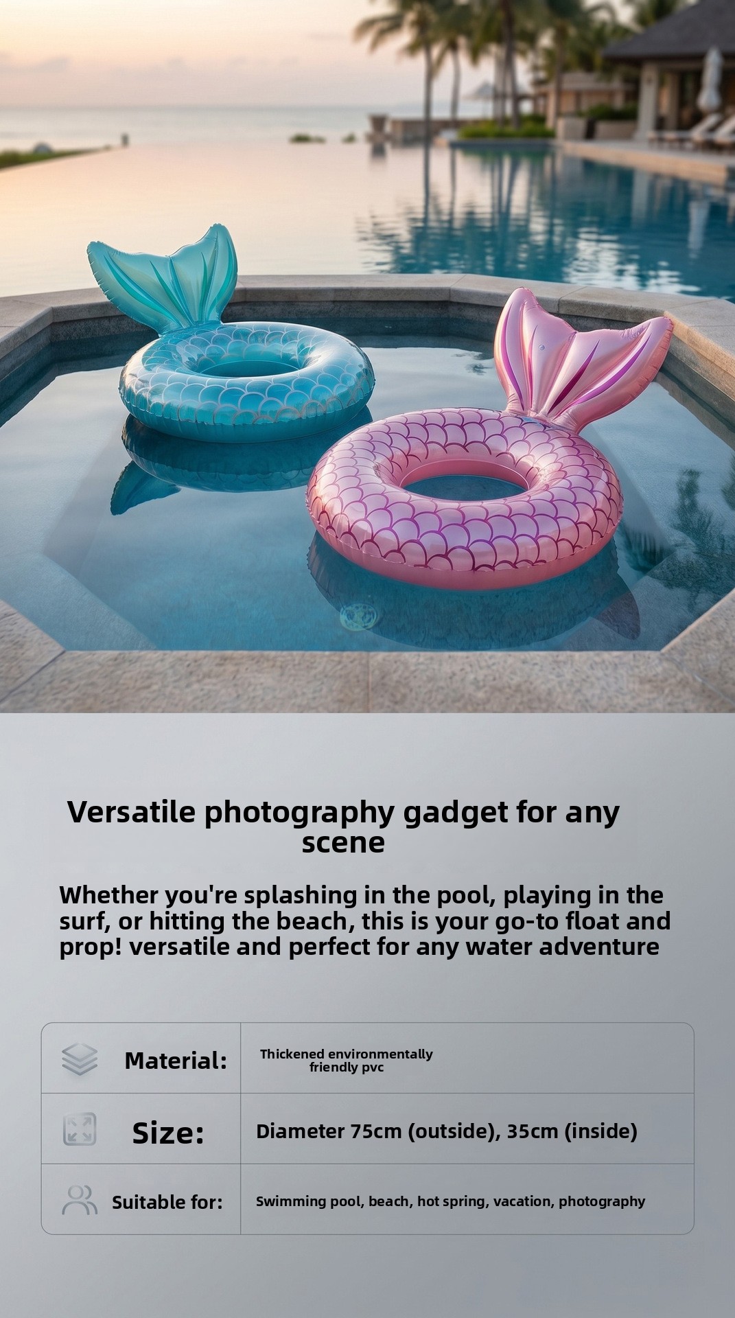 Inflatable Mermaid Swimming Ring For Adults And Children Pool Float_voghion.com