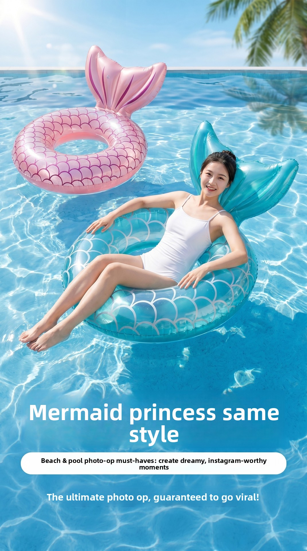 Inflatable Mermaid Swimming Ring For Adults And Children Pool Float_voghion.com