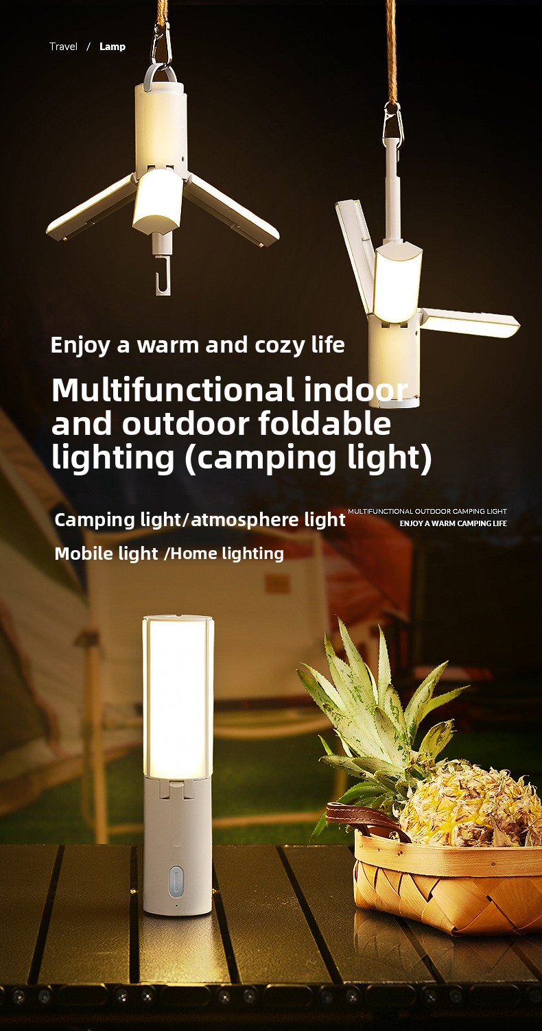 Outdoor Folding Multi-Function Camping Lamp, Tent Light, Camp Lantern, Handheld Hanging Light, Student Dormitory Lighting_voghion.com