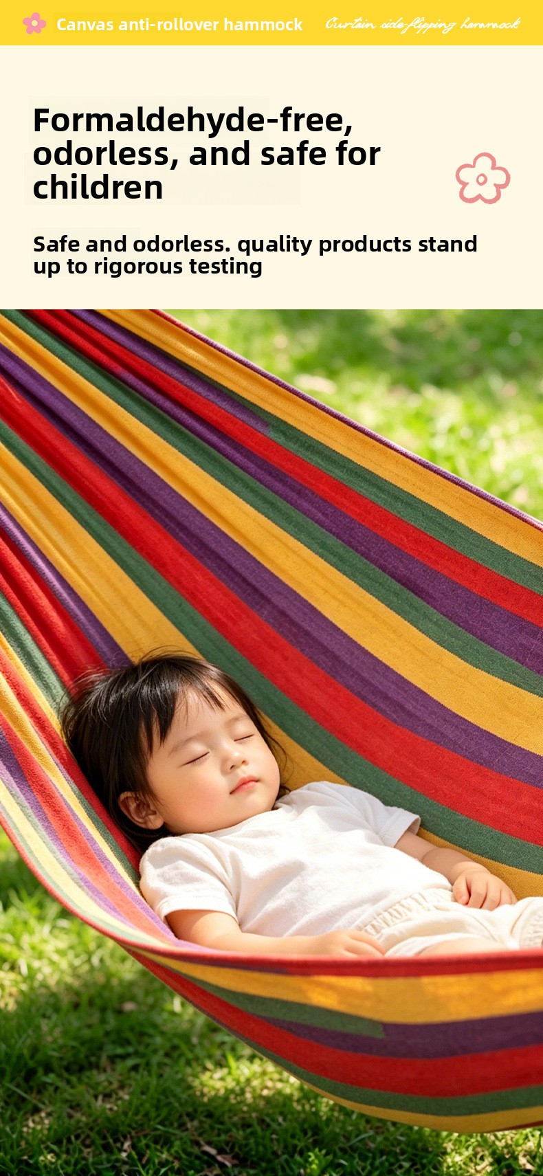Anti-tip Striped Hammock For Camping And Garden Relaxation_voghion.com