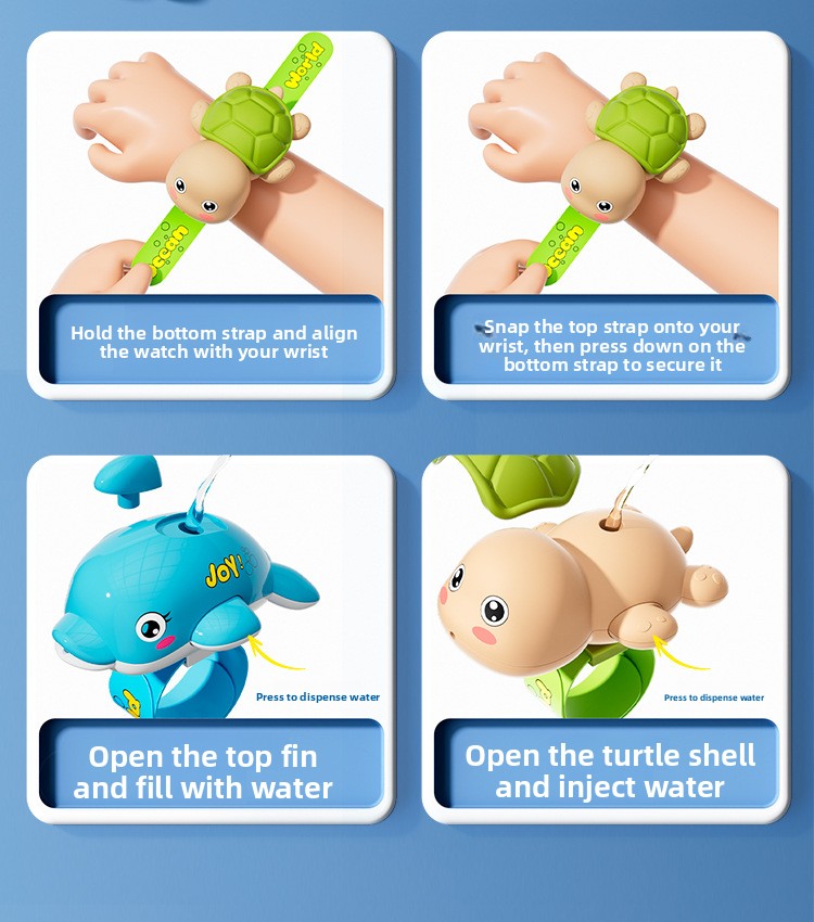 Summer Cartoon Turtle And Dolphin Water Gun Wrist Sprayer_voghion.com