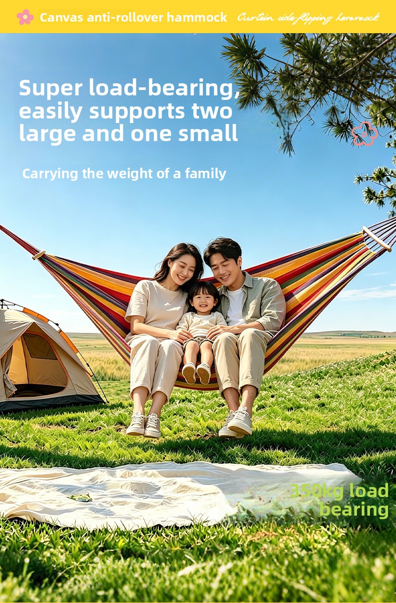 Anti-tip Striped Hammock For Camping And Garden Relaxation_voghion.com