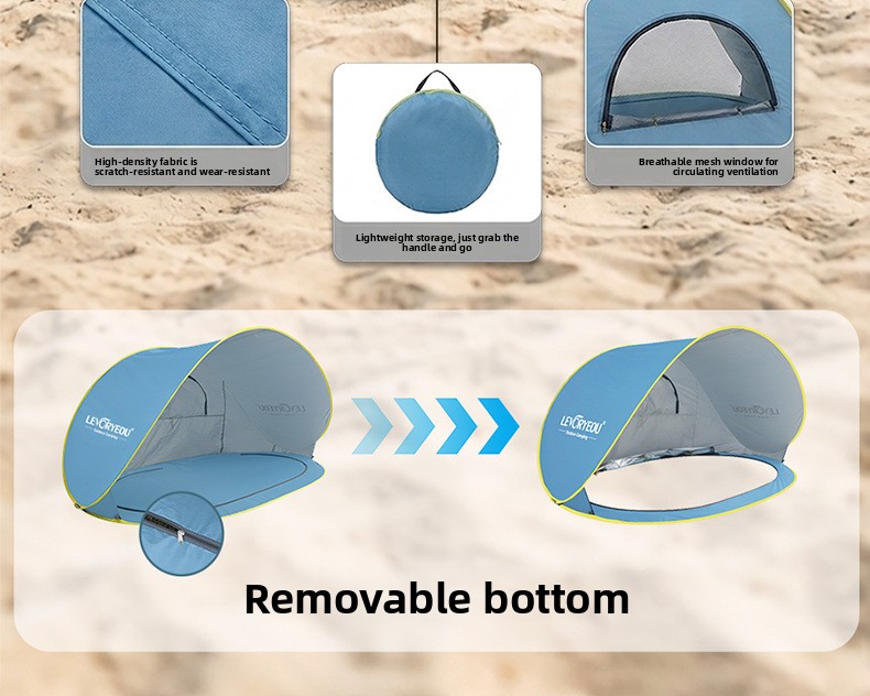 Quick-deploying Sunshade Beach Tent With Silver Coated Fabric_voghion.com