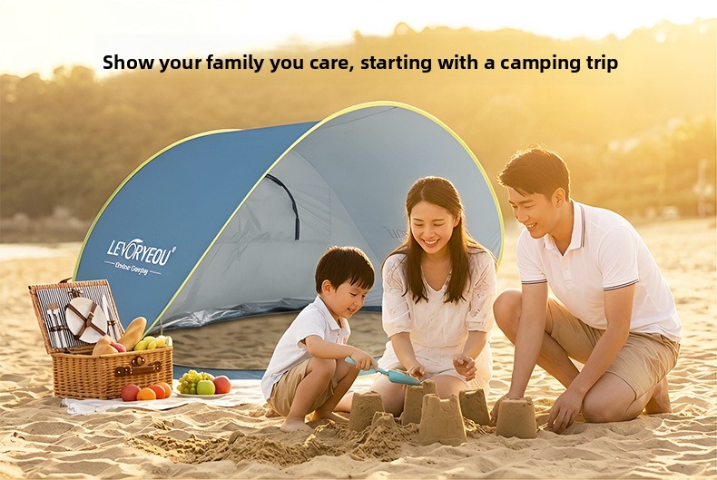 Quick-deploying Sunshade Beach Tent With Silver Coated Fabric_voghion.com