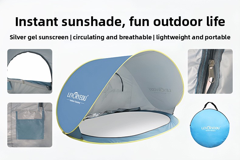 Quick-deploying Sunshade Beach Tent With Silver Coated Fabric_voghion.com