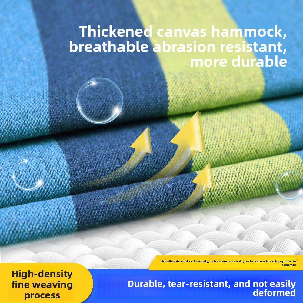 Thickened Hammock Swing, Striped Coffee‑Colored Rocking Bed, Oversized Anti‑Tip Design For Picnics And Camping, Children’s Drop‑In Net Bed_voghion.com
