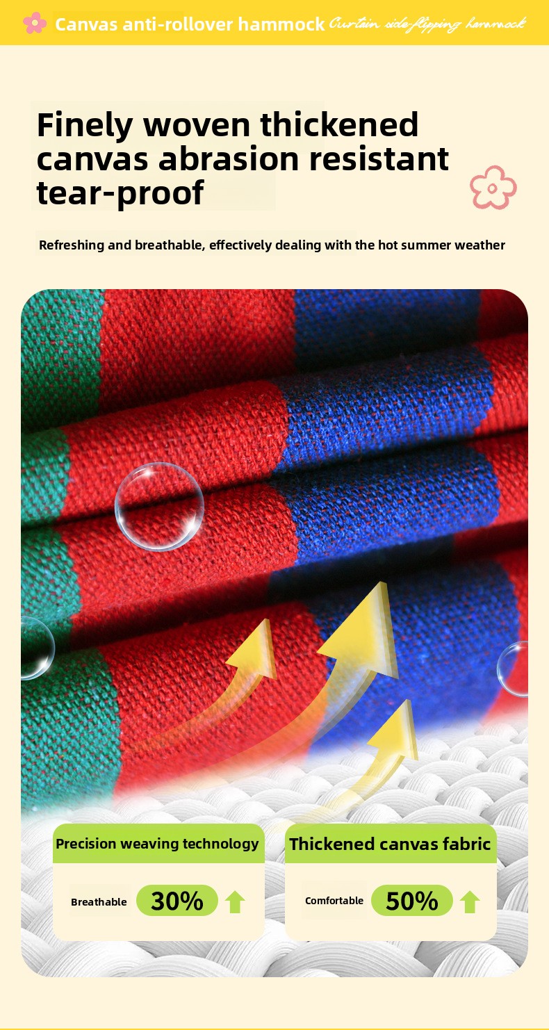Anti-tip Striped Hammock For Camping And Garden Relaxation_voghion.com