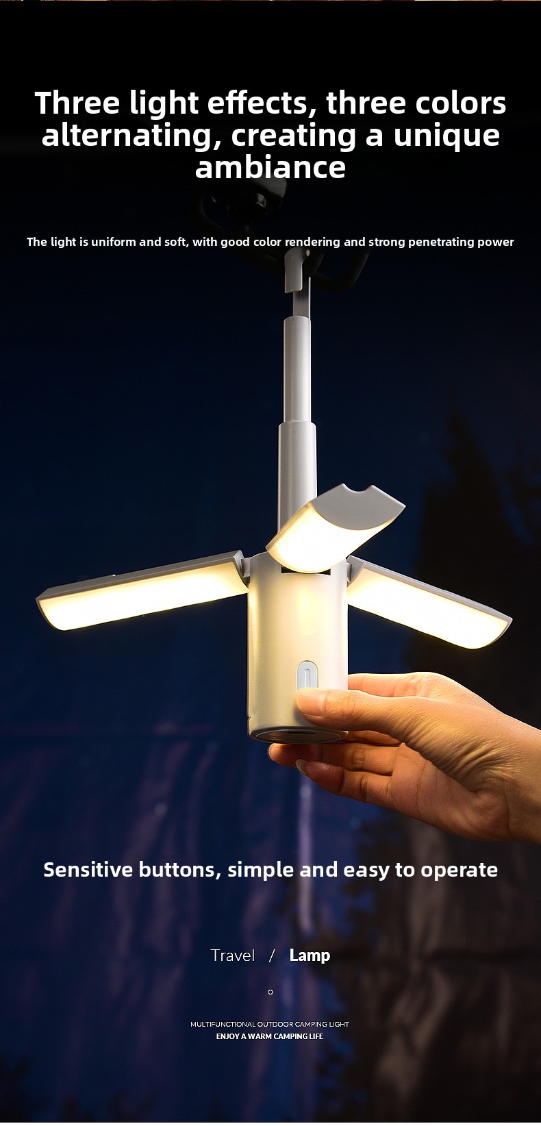 Outdoor Folding Multi-Function Camping Lamp, Tent Light, Camp Lantern, Handheld Hanging Light, Student Dormitory Lighting_voghion.com