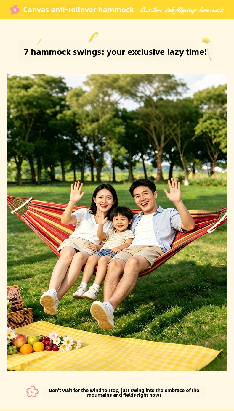 Anti-tip Striped Hammock For Camping And Garden Relaxation_voghion.com