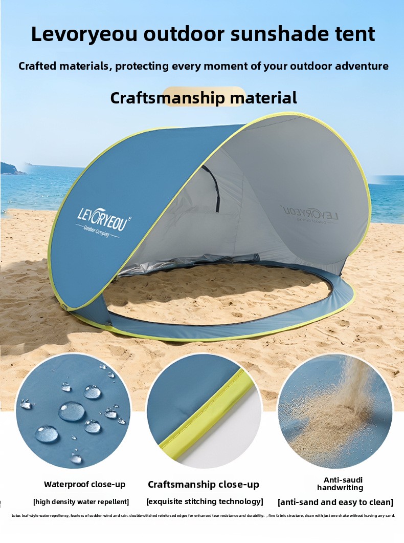 Quick-deploying Sunshade Beach Tent With Silver Coated Fabric_voghion.com