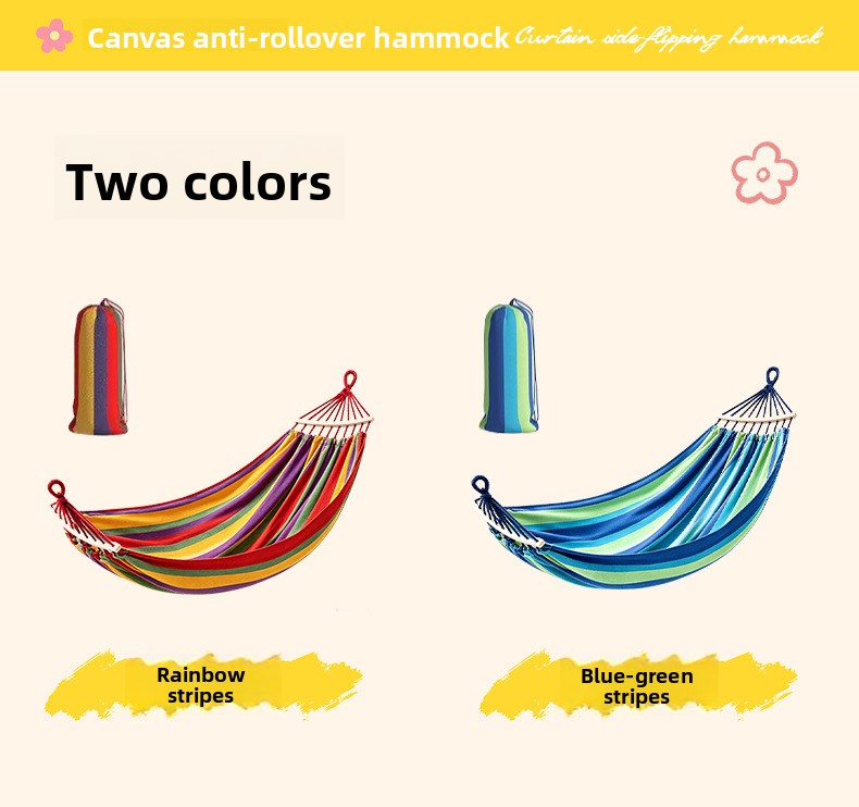 Anti-tip Striped Hammock For Camping And Garden Relaxation_voghion.com