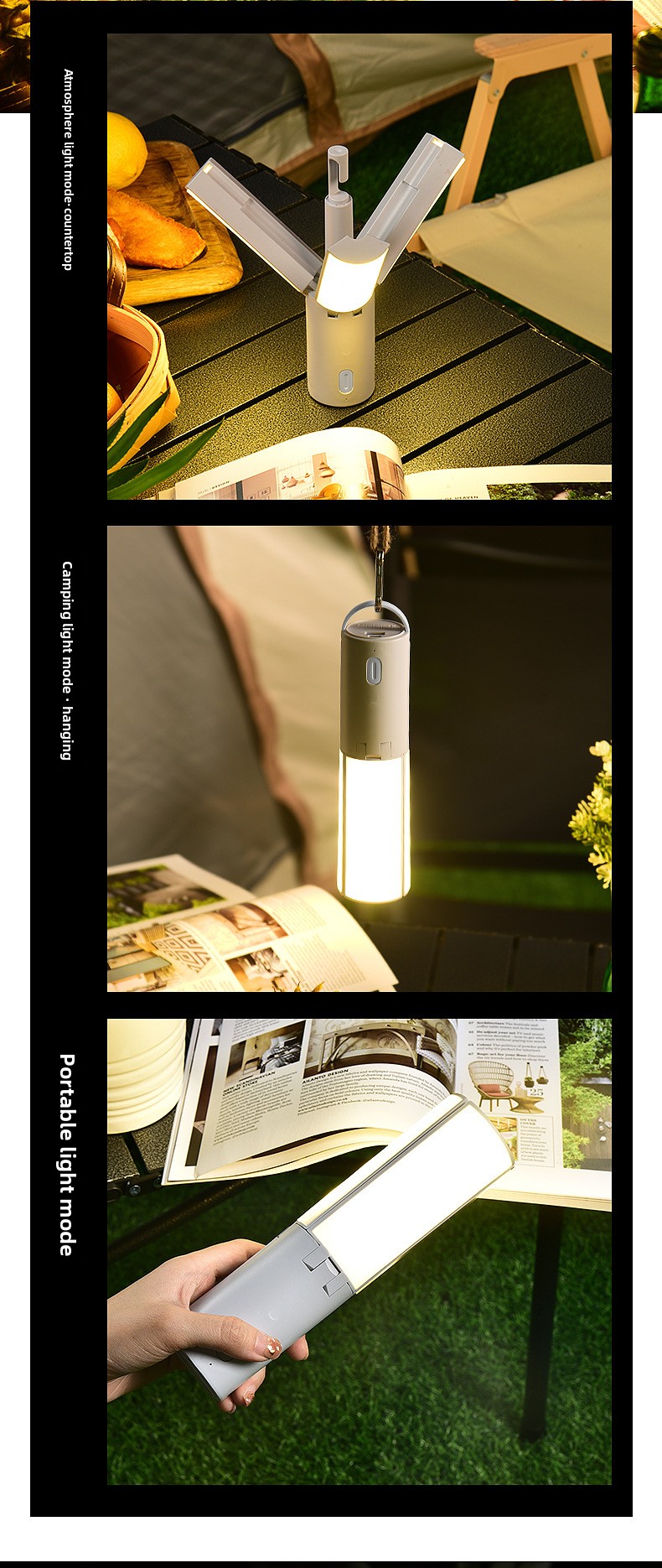 Outdoor Folding Multi-Function Camping Lamp, Tent Light, Camp Lantern, Handheld Hanging Light, Student Dormitory Lighting_voghion.com