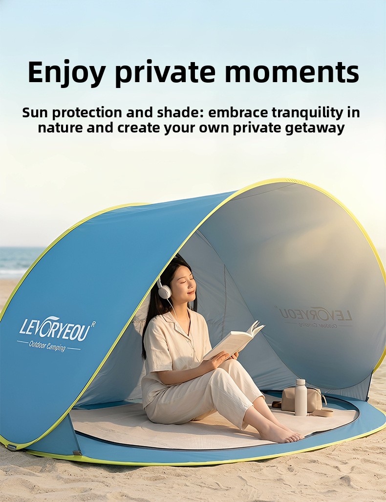 Quick-deploying Sunshade Beach Tent With Silver Coated Fabric_voghion.com