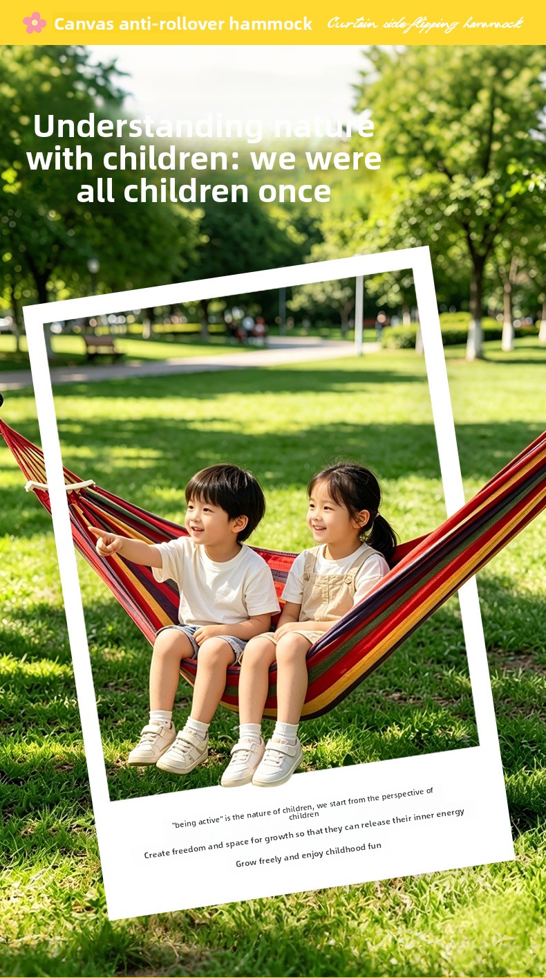 Anti-tip Striped Hammock For Camping And Garden Relaxation_voghion.com