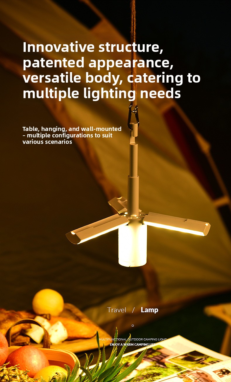 Outdoor Folding Multi-Function Camping Lamp, Tent Light, Camp Lantern, Handheld Hanging Light, Student Dormitory Lighting_voghion.com
