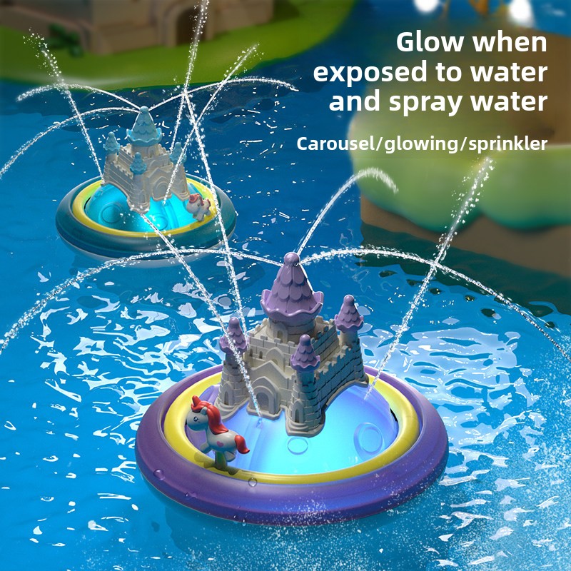 Baby Toy Unicorn Water-Spraying Castle, Children’s And Infants’ Bathroom Electric Moon-Shaped Spraying Ball Bath Toy_voghion.com