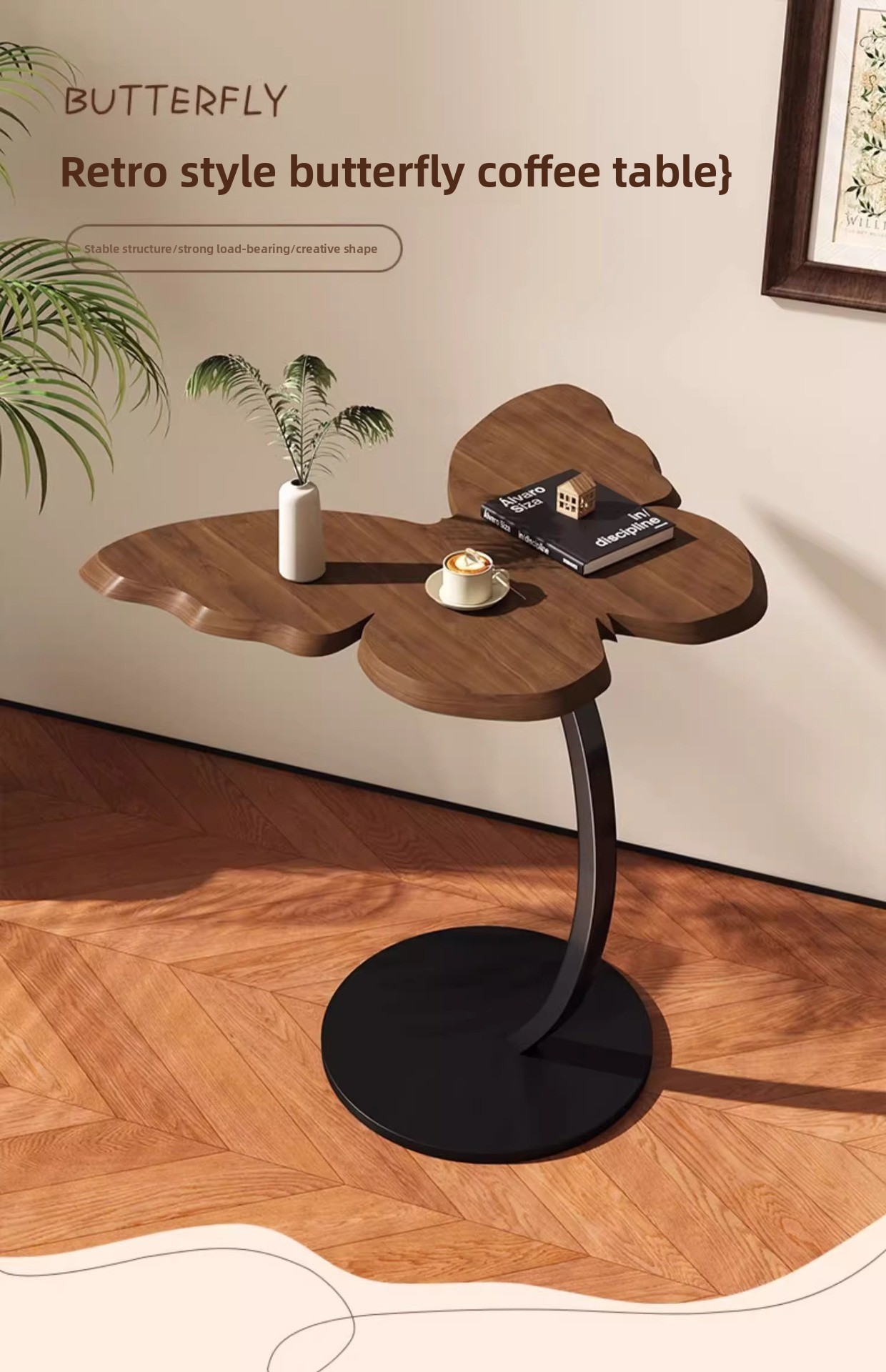 Small Coffee Sofa Movable Minimalist Side Bedside Butterfly Shelf, Balcony Tea Table, Artistic Table_voghion.com