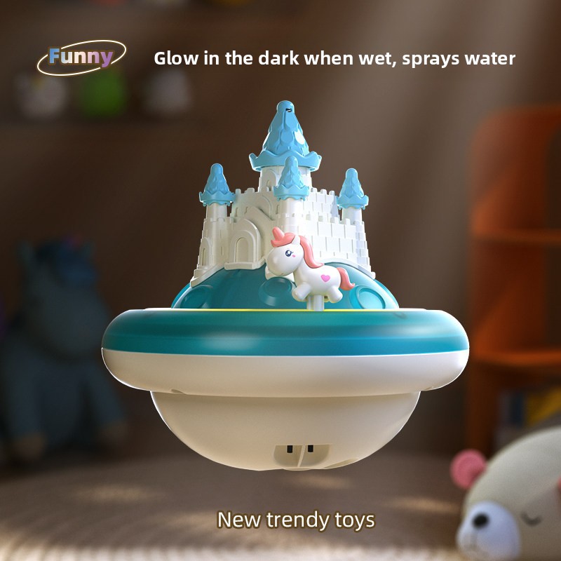 Château Licorne Jet d'Eau pour Bébé, Boule de Bain Électrique en Forme de Lune pour Enfants et Nourrissons_voghion.com