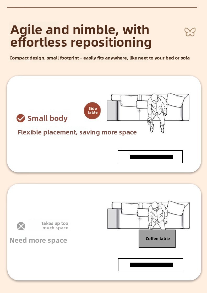Small Coffee Sofa Movable Minimalist Side Bedside Butterfly Shelf, Balcony Tea Table, Artistic Table_voghion.com