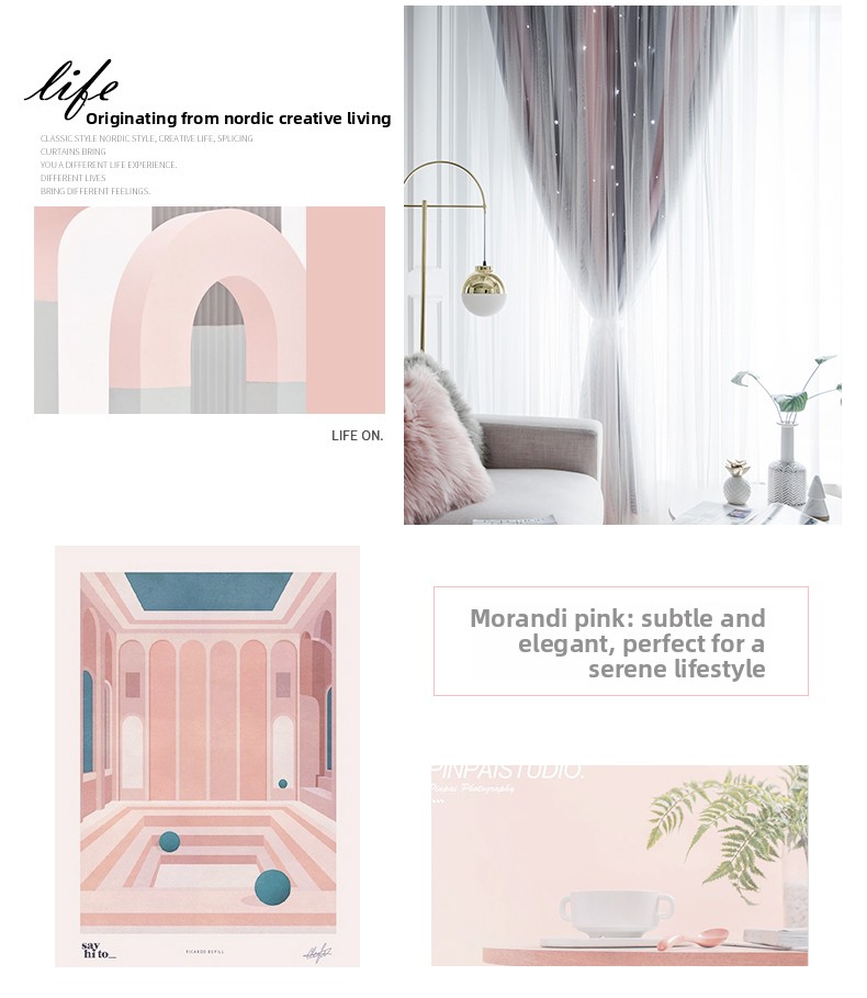 Cortinas opacas morandi con estrellas degradadas doble capa estilo_voghion.com