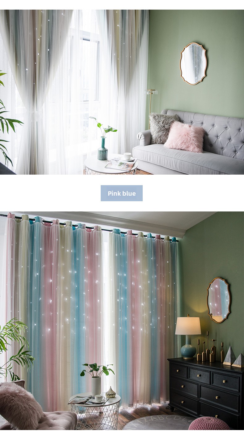 Cortinas opacas morandi con estrellas degradadas doble capa estilo_voghion.com