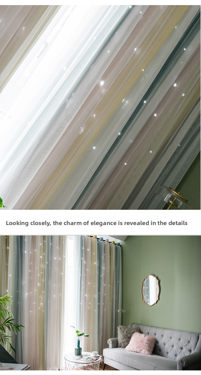 Cortinas opacas morandi con estrellas degradadas doble capa estilo_voghion.com