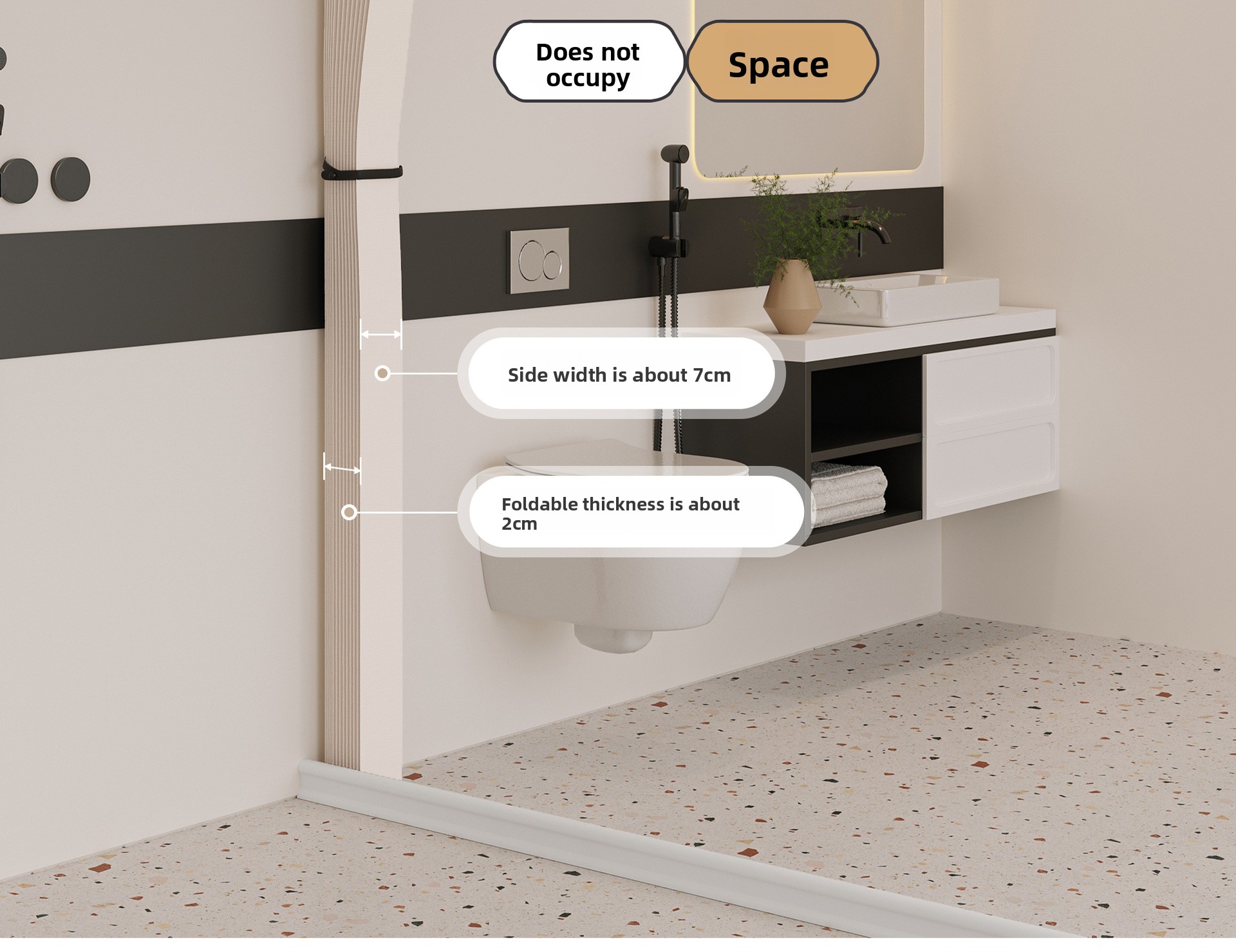 Bathroom Shower Curtain Foldable Waterproof Fabric Magnetic_voghion.com