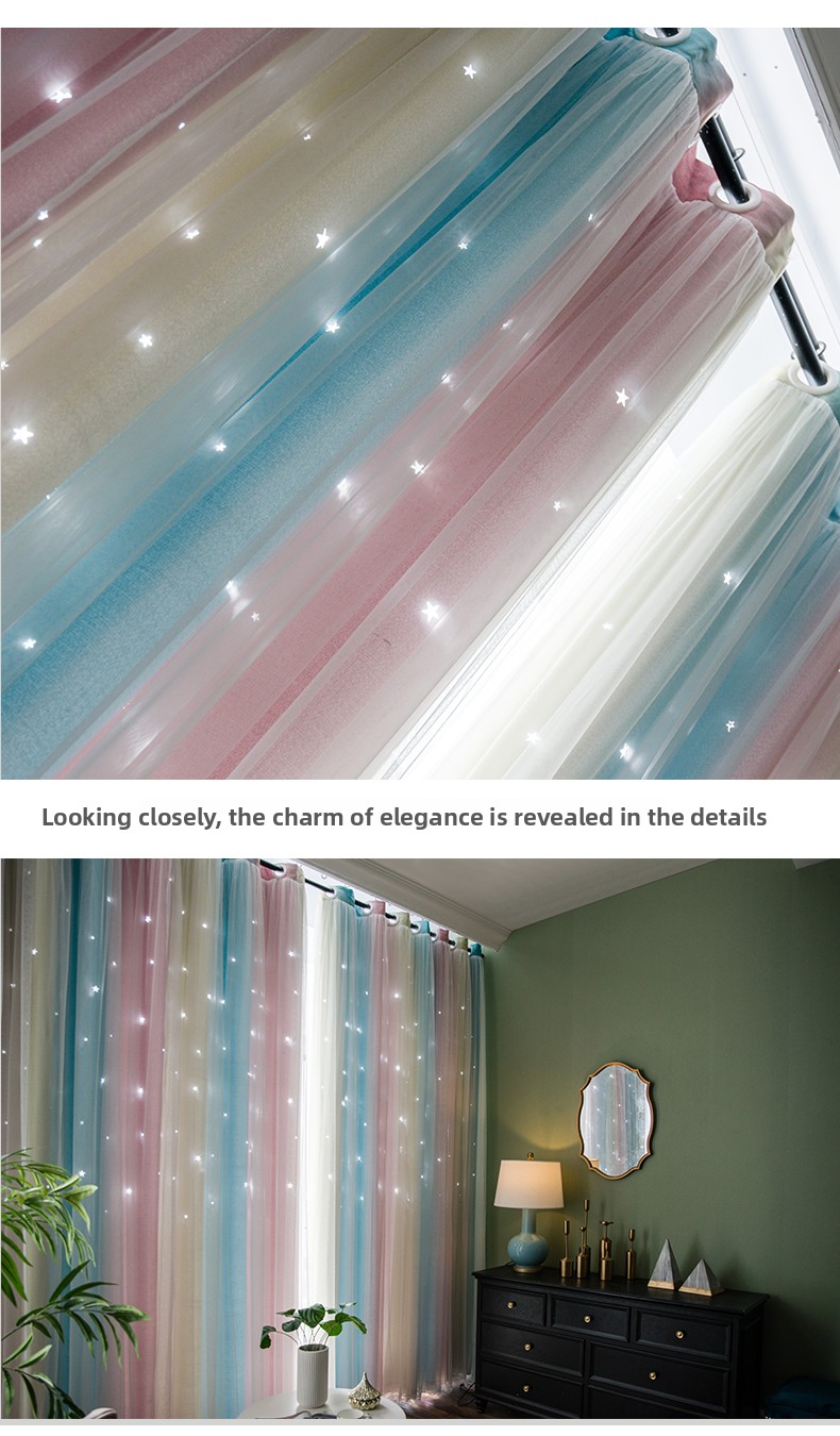 Cortinas opacas morandi con estrellas degradadas doble capa estilo_voghion.com