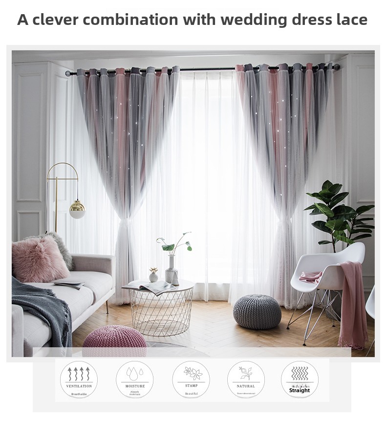 Cortinas opacas morandi con estrellas degradadas doble capa estilo_voghion.com