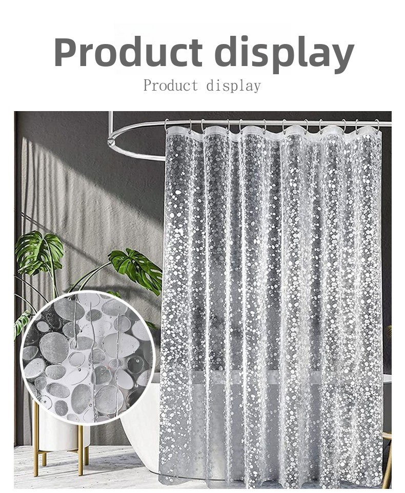 Pebble Pattern Shower Curtain Transparent Waterproof Mildew Free_voghion.com