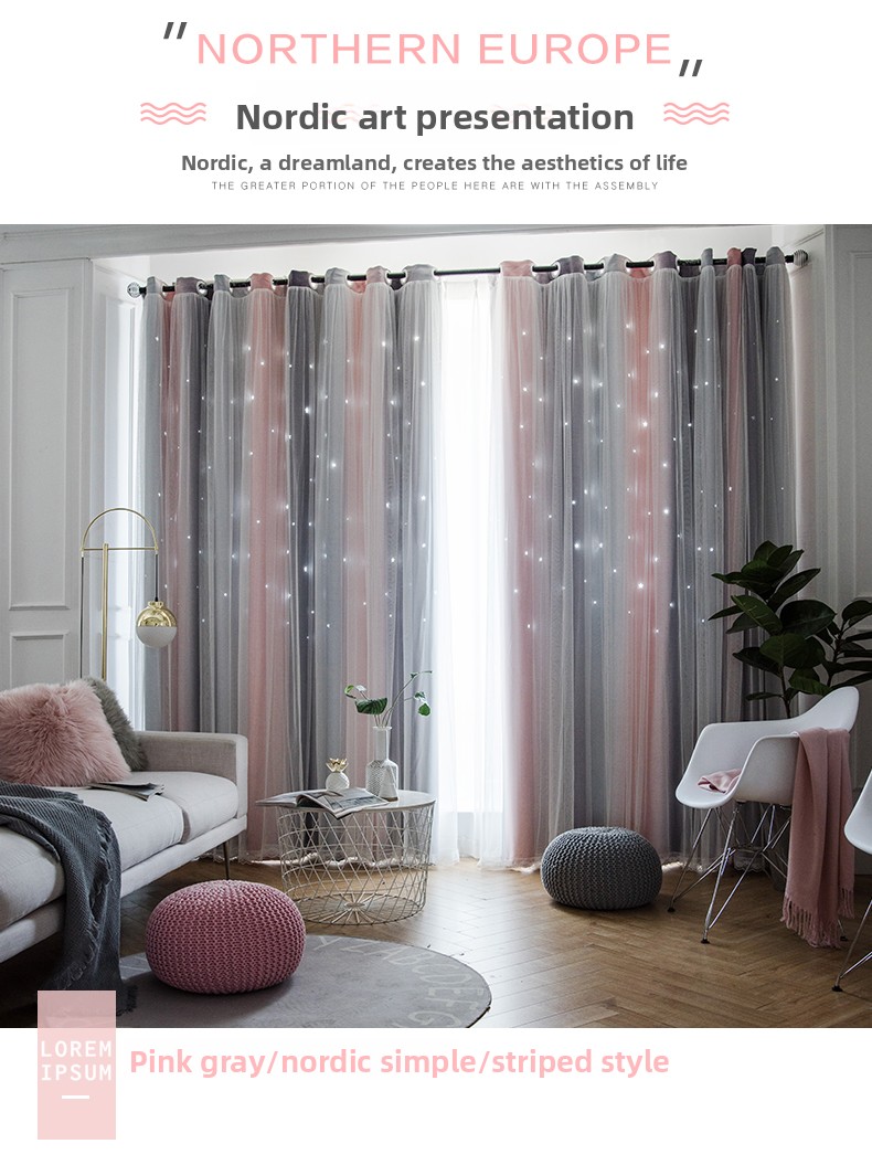 Cortinas opacas morandi con estrellas degradadas doble capa estilo_voghion.com