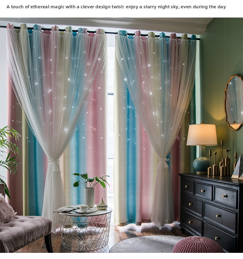 Cortinas opacas morandi con estrellas degradadas doble capa estilo_voghion.com