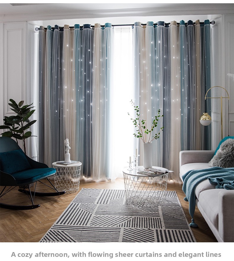 Cortinas opacas morandi con estrellas degradadas doble capa estilo_voghion.com
