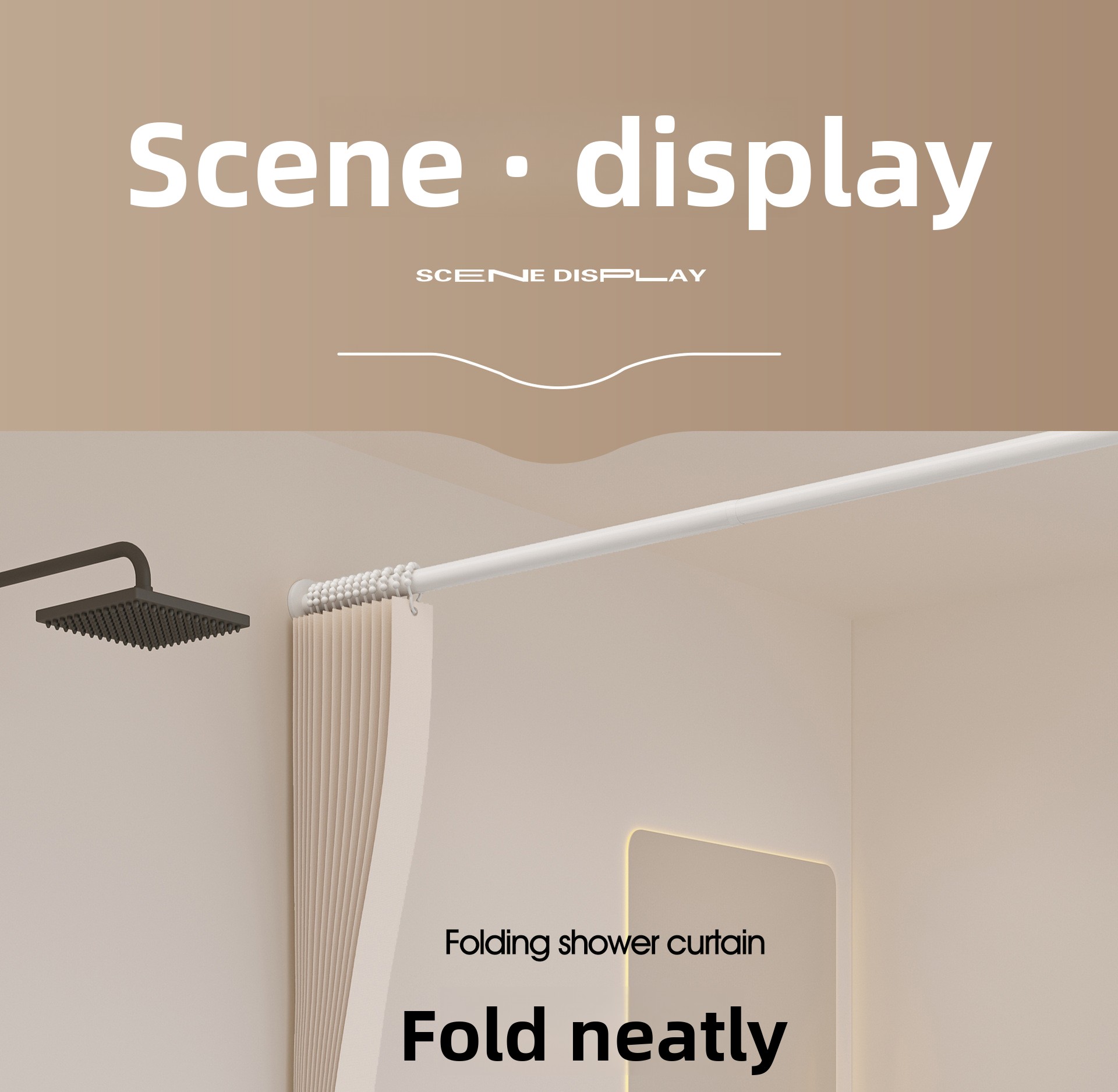 Bathroom Shower Curtain Foldable Waterproof Fabric Magnetic_voghion.com