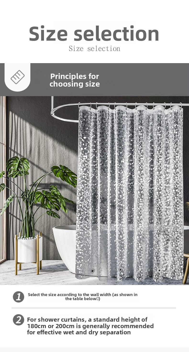 Pebble Pattern Shower Curtain Transparent Waterproof Mildew Free_voghion.com