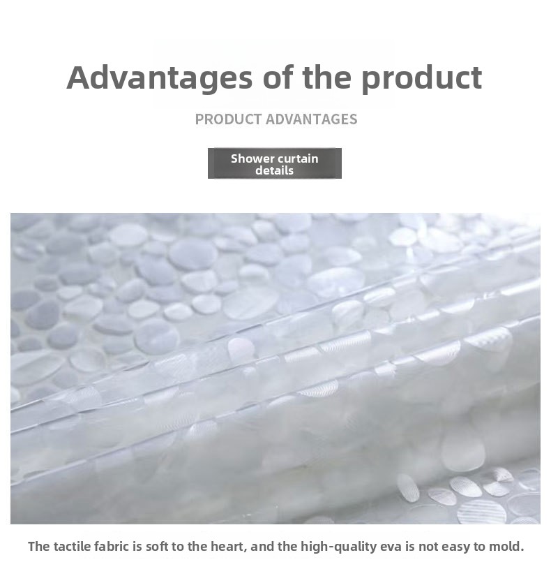 Pebble Pattern Shower Curtain Transparent Waterproof Mildew Free_voghion.com