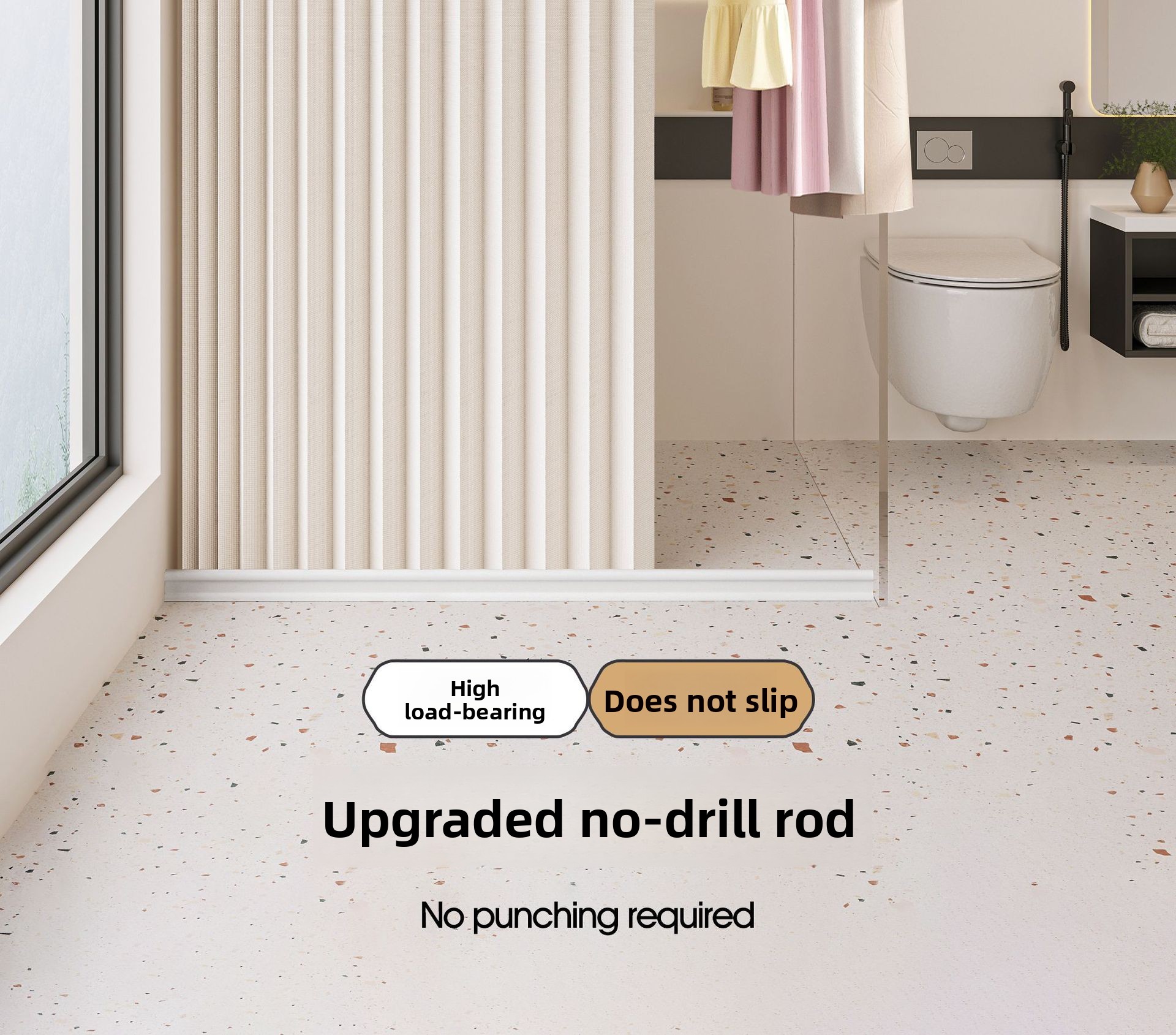 Bathroom Shower Curtain Foldable Waterproof Fabric Magnetic_voghion.com
