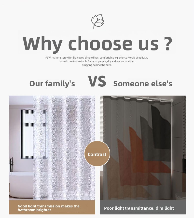 Pebble Pattern Shower Curtain Transparent Waterproof Mildew Free_voghion.com