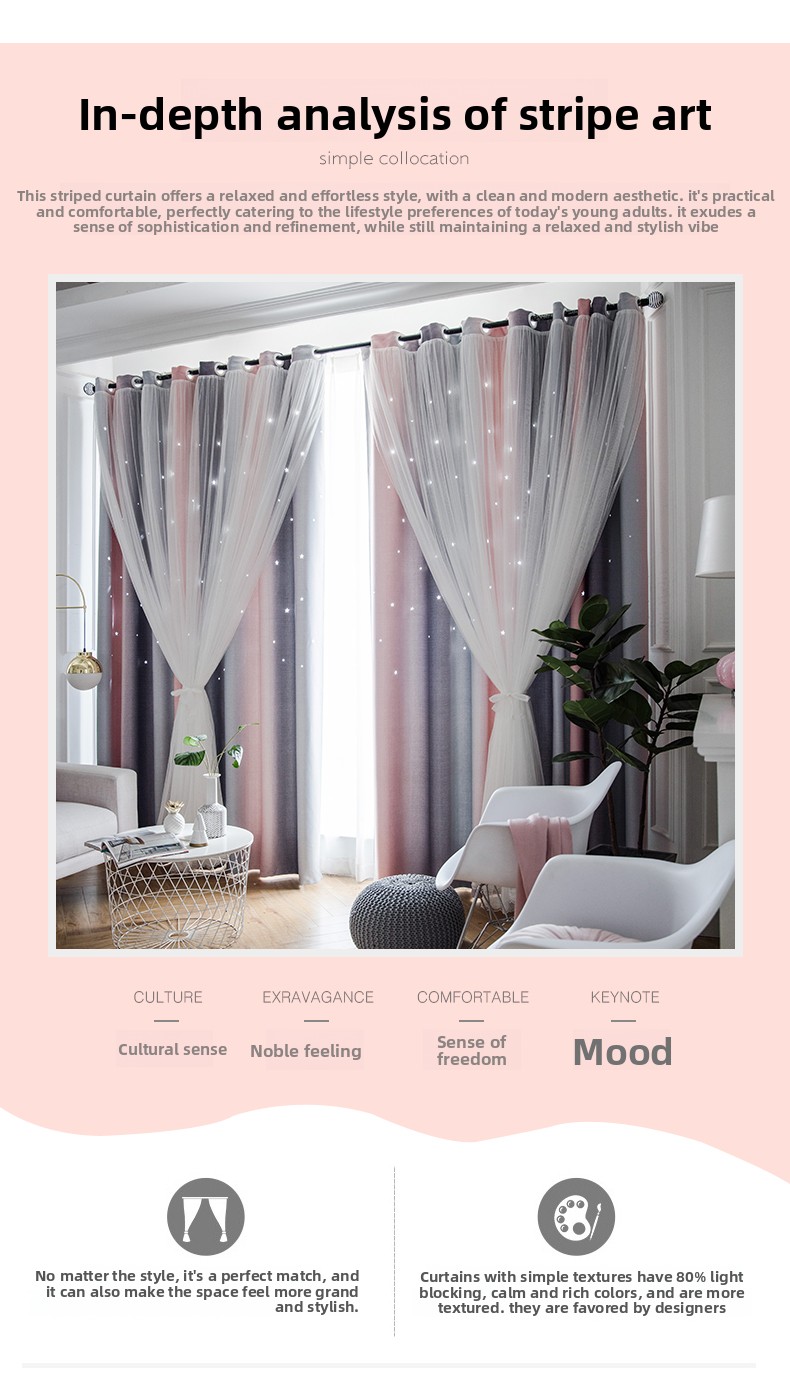 Cortinas opacas morandi con estrellas degradadas doble capa estilo_voghion.com
